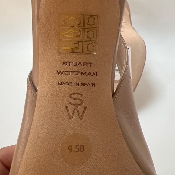 Stuart Weitzman Eva Slingback Pointy Toe Pumps Beige Leather Women Size 40 US9.5 - Picture 8 of 12